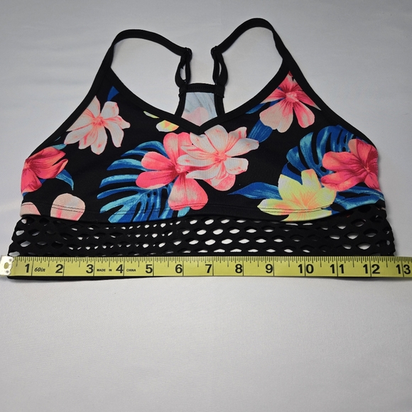 Victorias Secret VS PINK UItimate Unlined Racerback Sports Bra Black Floral XS/S - Picture 10 of 11